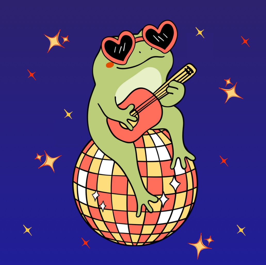 Oetel op rood-wit-geel discobal