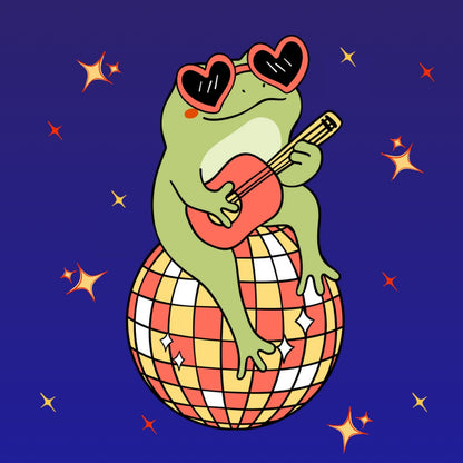 Oetel op rood-wit-geel discobal